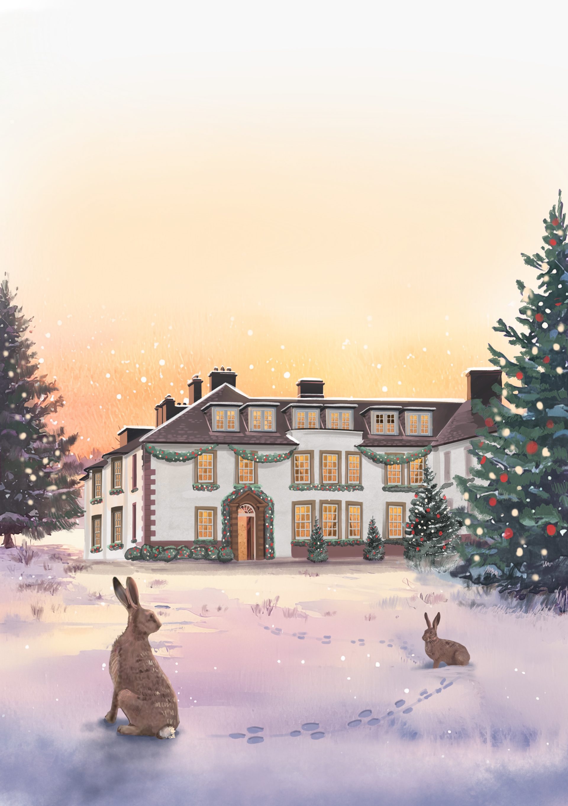 Hetland Hall Hotel Christmas Illustration
